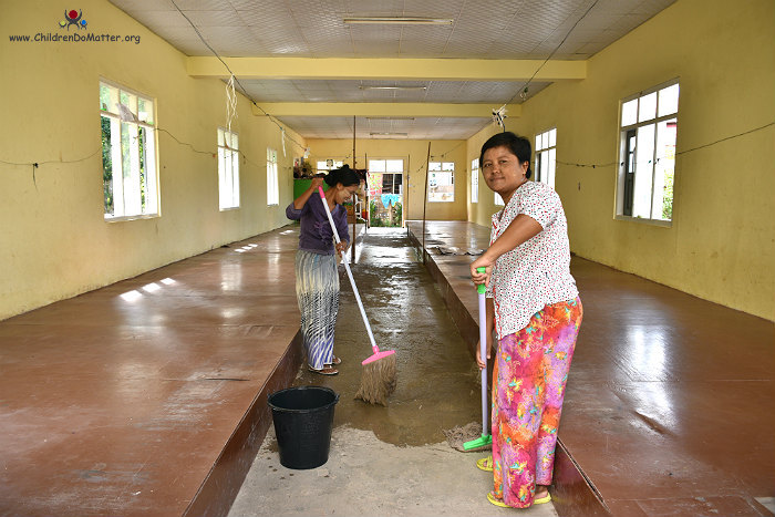 cleaning of dormitories sasana orphanage myanmar - children do matter