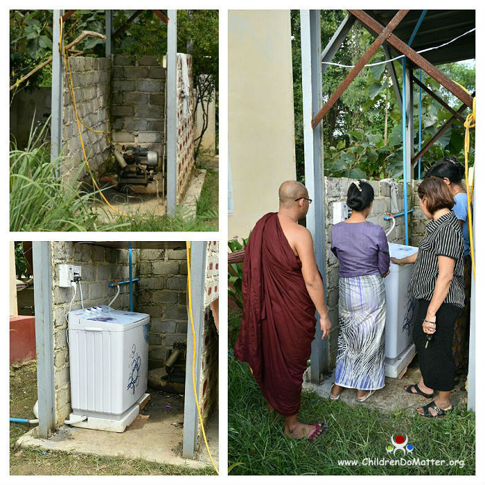 installazione lavatrice orfanotrofio sasana birmania - children do matter