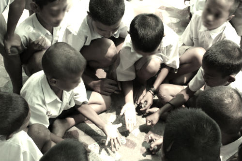 kids playing in myanmar (burma)